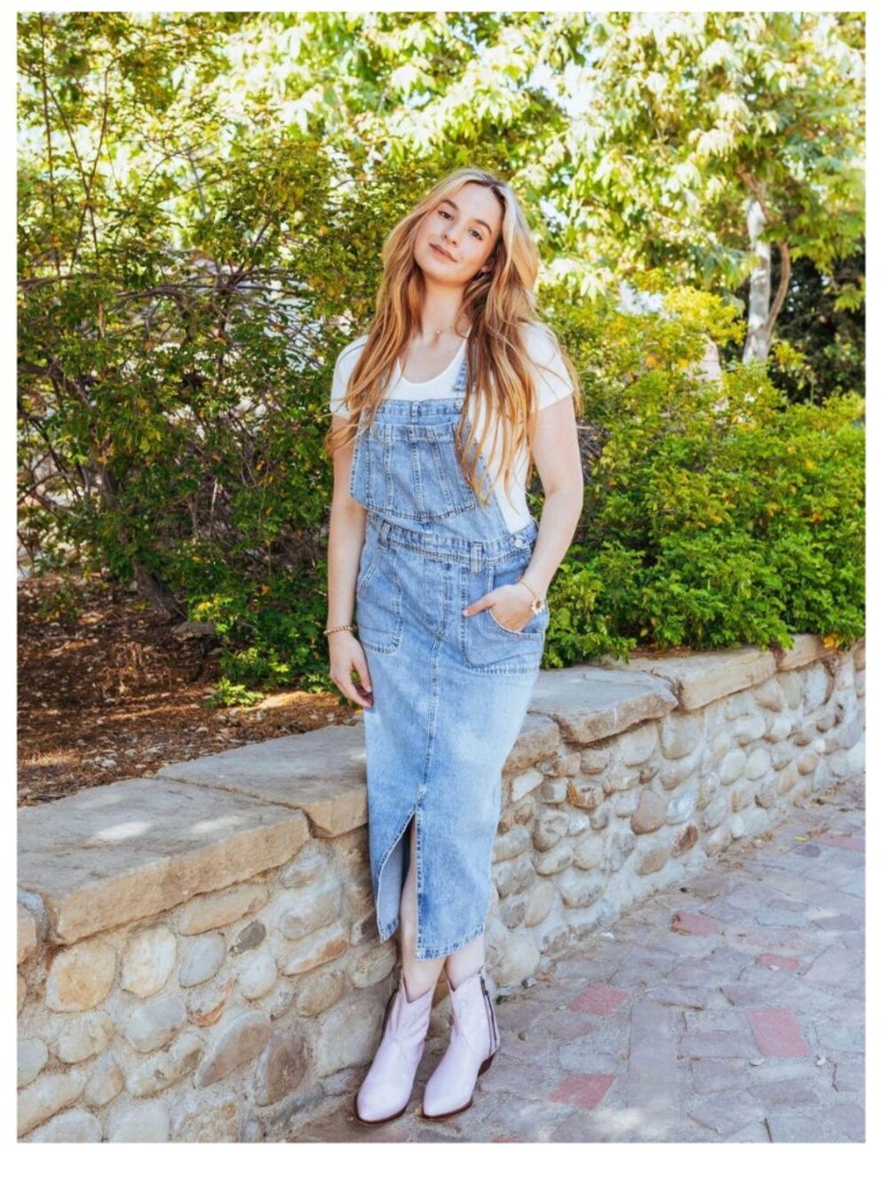 Free People Bardot Denim Skirtall Western Prep Boho Grunge Midi Dress Overall S